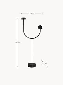 Malá stojaca LED lampa z mramoru Grasil, Mramorovaná čierna, V 128 cm