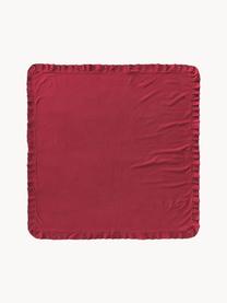 Tovaglia con volant Chambray, 100% cotone, Rosso, Per 4 - 6 persone (Larg.160 x Lung. 160 cm)