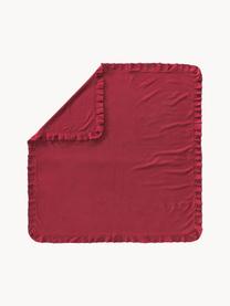 Tovaglia con volant Chambray, 100% cotone, Rosso, Per 4 - 6 persone (Larg.160 x Lung. 160 cm)