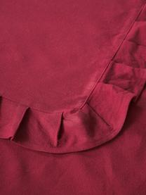 Tafelkleed Chambray met franjes, 100% katoen, Rood, Voor 4 - 6 personen (B 160 x L 160 cm)
