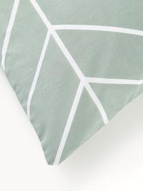 Housse de couette en coton à motifs Mirja, Vert sauge, larg. 200 x long. 200 cm