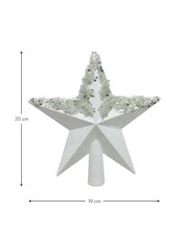Breukvaste kerstboom piek Abella, H 20 cm, Kunststof, Zilverkleurig, wit, B 19 x H 20 cm