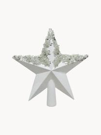 Cimier sapin incassable Abella, haut. 20 cm, Plastique, Argenté, blanc, larg. 19 x haut. 20 cm