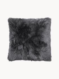 Housse de coussin peau de mouton Oslo, Gris foncé, larg. 40 x long. 40 cm