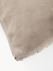 Poszewka na poduszkę ze skóry z frędzlami Amaia, 100% skóra, Beżowy, S 30 x D 50 cm