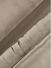 Housse de coussin en cuir avec franges Amaia, 100 % cuir, Beige, larg. 30 x long. 50 cm