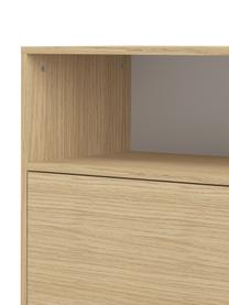 Credenza alta scandi Horizon, Piedini: legno di faggio, massicci, Legno di quercia, rosa cipria, Larg. 120 x Alt. 121 cm