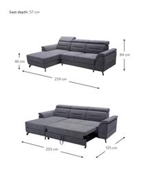 Sofa narożna z funkcją spania i miejscem do przechowywania Missouri, Tapicerka: 100% poliester, Ciemny szary, S 259 x G 164 cm