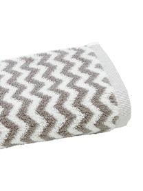 Handdoek Liv met zigzag patroon, 2 stuks, 100% katoen, middelzware kwaliteit, 550 g/m², Taupe, wit, Gastendoekje, B 30 x L 50 cm, 2 stuks