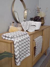 Toallas en zigzag Liv, 2 uds., Gris pardo, blanco, Toalla tocador, An 30 x L 50 cm, 2 uds.