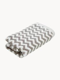 Handdoek Liv met zigzag patroon, 2 stuks, 100% katoen, middelzware kwaliteit, 550 g/m², Taupe, wit, Gastendoekje, B 30 x L 50 cm, 2 stuks