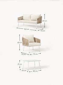 Tuin loungeset Malo, 4-delig, Bekleding: 100% polyester Met 20.000, Frame: gepoedercoat aluminium, Tafelblad: glas, Frame: gepoedercoat aluminium, Off White, lichtbeige, Set met verschillende formaten