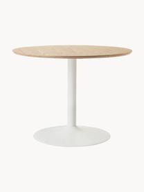 Ronde eettafel Menorca, Ø 100 cm, Tafelblad: MDF met essenhoutfineer, Essenhout, wit, Ø 100 cm