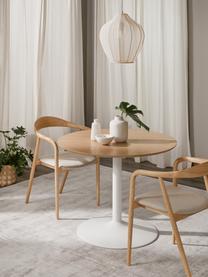 Ronde eettafel Menorca, Ø 100 cm, Tafelblad: MDF met essenhoutfineer, Essenhout, wit, Ø 100 cm