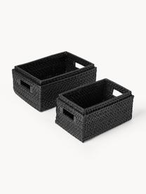 Paniers de rangement avec couvercles Lurdes, 2 élém., Rotin, Noir, Lot de différentes tailles