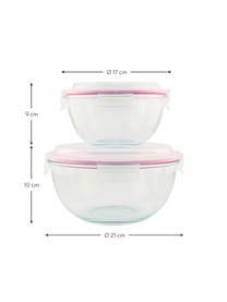 Salatboxen-Set Lilo, 2-tlg., Behälter: Gehärtetes Glas, schadsto, Verschluss: Polypropylen, Dichtung: Silikon, Transparent, Pink, Set mit verschiedenen Größen