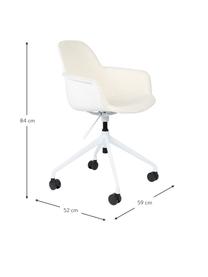 Silla de oficina en tejido bouclé Albert, regulable en altura, Tapizado: 100% poliéster Alta resis, Estructura: aluminio pulido, Asiento: 100% polipropileno, Blanco, negro, An 59 x Al 52 cm