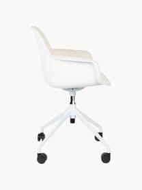 Bouclé bureaustoel Albert, in hoogte verstelbaar, Bekleding: 100% polyester, Frame: aluminium, gepolijst, Zitvlak: 100% polypropyleen, Bouclé wit, B 59 x D 52 cm