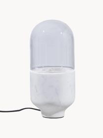 Kleine tafellamp Asel van marmer, Lampenkap: glas, Lampvoet: marmer, Transparant, wit, gemarmerd, Ø 11 x H 26 cm