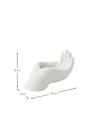 Porseleinen theelichthouder Hand, Porselein, Wit, B 15 x H 8 cm