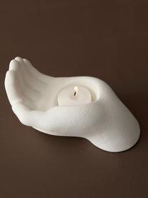 Porzellan-Teelichthalter Hand in Weiß, Porzellan, Weiß, B 15 x H 8 cm