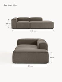 Modulaire chaise longue Lennon uit bouclé, Bekleding: bouclé (100% polyester) M, Frame: massief grenenhout, multi, Poten: kunststof Dit product is , Bouclé greige, B 269 x D 119 cm, armleuning rechts