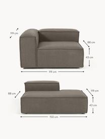 Modulaire chaise longue Lennon uit bouclé, Bekleding: bouclé (100% polyester) M, Frame: massief grenenhout, multi, Poten: kunststof Dit product is , Bouclé greige, B 269 x D 119 cm, armleuning rechts