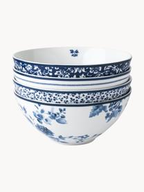 Schalen Candy Rose mit unterschiedlichem Muster, 4 Stück, Fine Bone China, Weiß, Blau, Ø 16 x H 8 cm, 800 ml