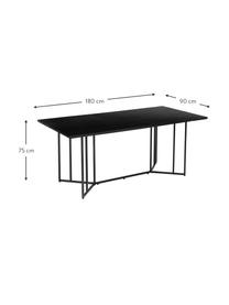 Mesa de comedor Luca, tablero de madera maciza, Tablero: madera de mango, Estructura: metal, pintura en polvo, Negro, An 180 x F 90 cm