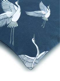 Kussenhoes Gracia  in blauw/wit met kraanvogel motief, 100% katoen, Blauw, B 40 x L 40 cm