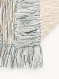 Flachgewebter Teppich Bunko mit Fransen, 86 % recyceltes Polyester, 14 % Baumwolle, Salbeigrün, meliert, B 160 x L 230 cm (Größe M)