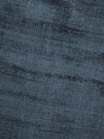 Rond viscose vloerkleed Jane, handgeweven, Onderzijde: 100% katoen, Donkerblauw, Ø 115 cm (maat S)