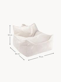 Pouf a sacco per bambini Sugar, Rivestimento: velluto a coste (100% pol, Interno: 100% fibra non tessuta, Velluto a coste bianco, Larg. 70 x Prof. 80 cm