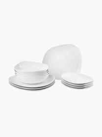 Vajilla de porcelana Organic, 4 comensales (12 pzas.), Porcelana, Blanco, Set de diferentes tamaños