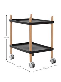 Carrello di servizio stile nordico Åsa, Ripiani: polipropilene (materiale , Struttura: legno di faggio rivestito, Ruote: materiale sintetico, Nero, legno di faggio, Larg. 50 x Alt. 60 cm