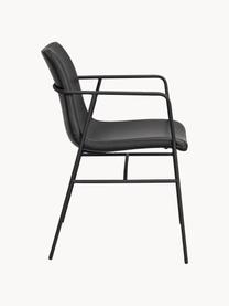 Krzesło z podłokietnikami ze sztucznej skóry Huntingbay, 2 szt., Tapicerka: sztuczna skóra (poliureta, Nogi: metal powlekany, Sztuczna skóra, czarny, S 54 x G 52 cm