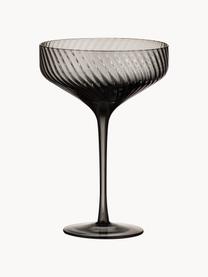 Copas pompadour de champán artesanales con relieves Katrina, 4 uds., Vidrio, Negro transparente, Ø 12 x Al 17 cm, 300 ml