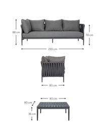 Tuin loungeset Rafael in antraciet, 2-delig, Bekleding: 100% polypropyleen, Frame: gepoedercoat aluminium, Antraciet, Set met verschillende formaten