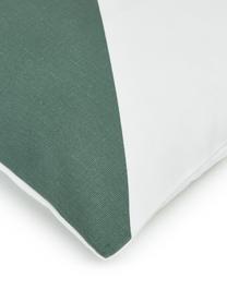 Housse de coussin rectangulaire blanc vert Ren, 100 % coton, Blanc, vert sauge, larg. 30 x long. 50 cm