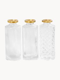 Petits vases Adore, 3 élém., Verre, laqué, Transparent avec bord doré, Ø 5 x haut. 13 cm