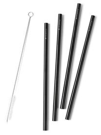 Set di 5 cannucce Tawin, Acciaio 18/8 rivestito, Nero, Lung. 25 cm