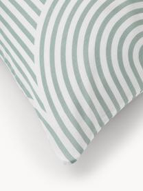 Funda de almohada de algodón Arcs, Verde salvia, blanco, An 45 x L 110 cm