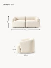 Modulares Bouclé-Sofa Sofia (2-Sitzer), Bezug: Bouclé (100 % Polyester) , Gestell: Fichtenholz, Spanplatte, , Füße: Kunststoff Dieses Produkt, Bouclé Off White, B 190 x T 103 cm