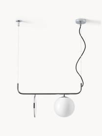 Hanglamp Mond met glazen bol, Lampenkap: opaalglas, Wit, chroomkleurig, Ø 20 x H 64 cm