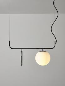 Hanglamp Mond met glazen bol, Lampenkap: opaalglas, Wit, chroomkleurig, Ø 20 x H 64 cm