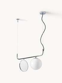 Hanglamp Mond met glazen bol, Lampenkap: opaalglas, Wit, chroomkleurig, Ø 20 x H 64 cm