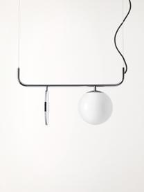 Lampada a sospensione con sfera in vetro Mond, Paralume: vetro opale, Struttura: metallo zincato, Bianco, cromato, Ø 20 x Alt. 64 cm