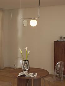 Hanglamp Mond met glazen bol, Lampenkap: opaalglas, Wit, chroomkleurig, Ø 20 x H 64 cm