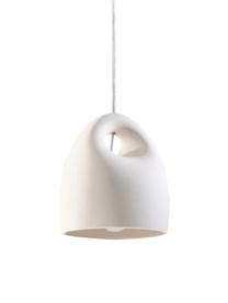 Kleine keramische hanglamp Sativa, Lampenkap: keramiek, Baldakijn: gecoat metaal, Wit, Ø 20 x H 26 cm