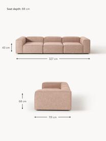 Modulares Sofa Lennon (4-Sitzer) aus Leinen-Mix, Bezug: 50 % Viskose, 25 % Leinen, Gestell: Fichtenholz, Sperrholz, m, Leinen-Mix Rostrot, B 327 x T 119 cm